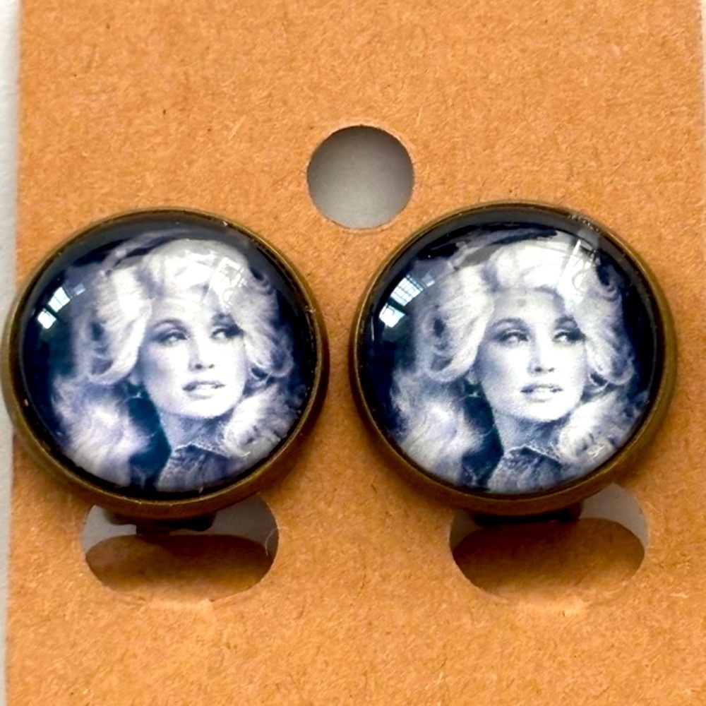 Dolly Parton 16mm Clip On Earrings, NWT, Handmade, Unworn